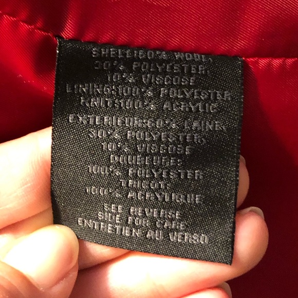 Steve Madden red wool coat -size small - pea coat style w/ detachable cowl neck - Picture 12 of 17